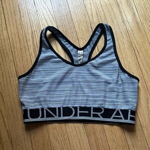 Under Armour Women's Striped Black and Gray Sports Bra